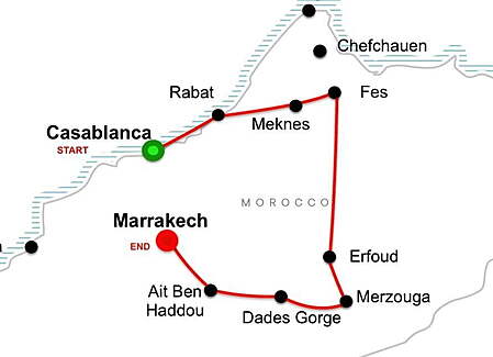 Jewish heritage tour of morocco map